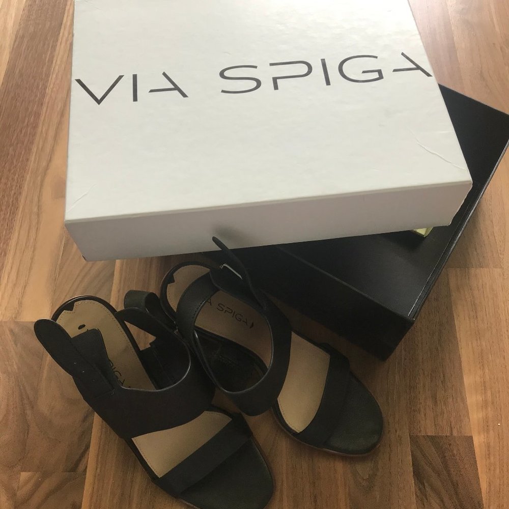 Via Spiga Black Strappy Pumps